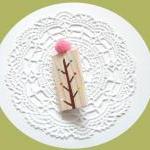 Hand painted wooden brooch ..