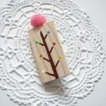 Hand painted wooden brooch ..