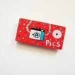 Red Hand painted wooden Mag..