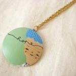 hand painted illustrated wo..