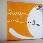 HUG ME mini painting on can..