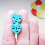 Turquoise wooden hearts Pos..