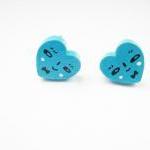 Turquoise wooden hearts Pos..