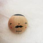 wooden brooch hand painted ..