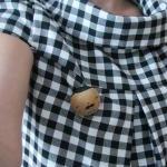 wooden brooch hand painted ..