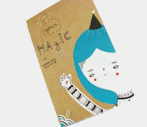 Hand painted OOAK Moleskine journal pocket size notebook cahier -Your magic is working