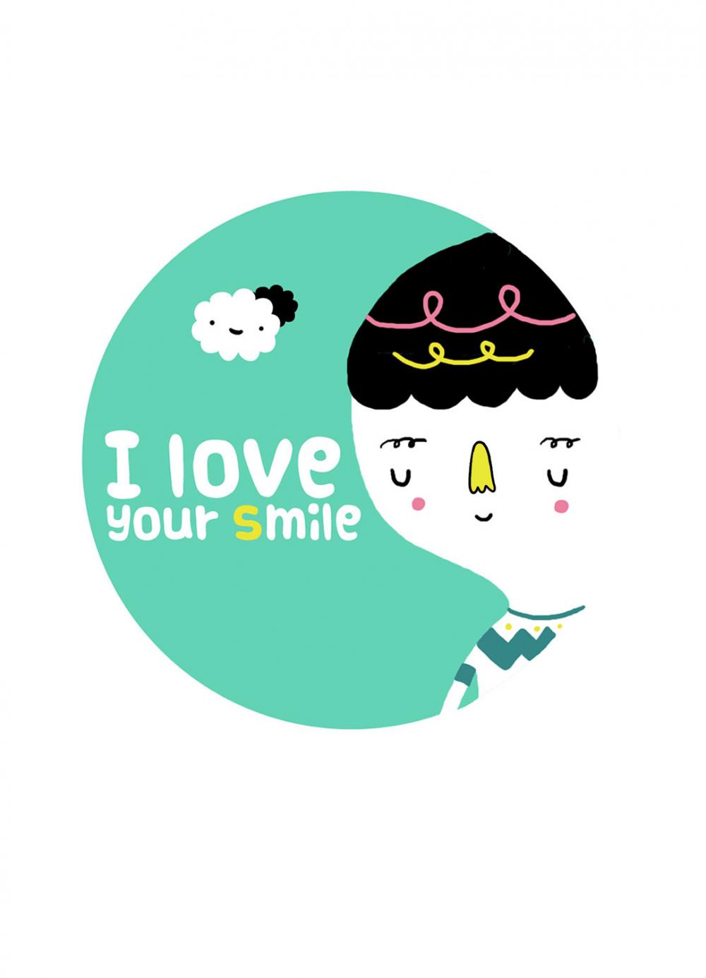 5"x7" print I Love Your Smile illustration wall art