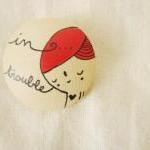 Hand painted wooden brooch ..