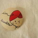 Hand painted wooden brooch ..